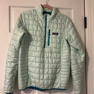 Patagonia light aqua quilted 1/2 zip top